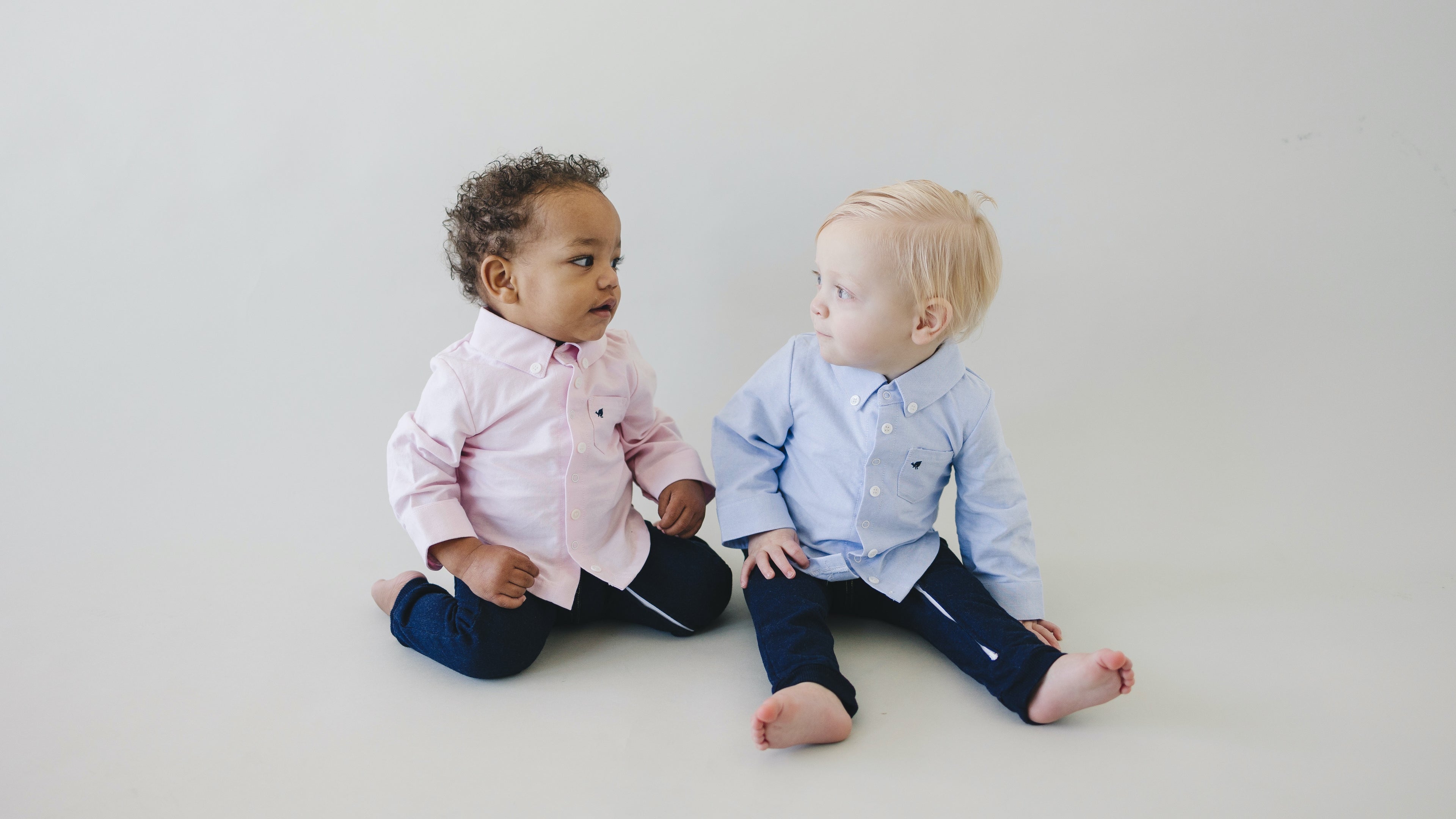 Boys wearing preppy baby clothes from London Lark, sizes include 9 12 month clothes